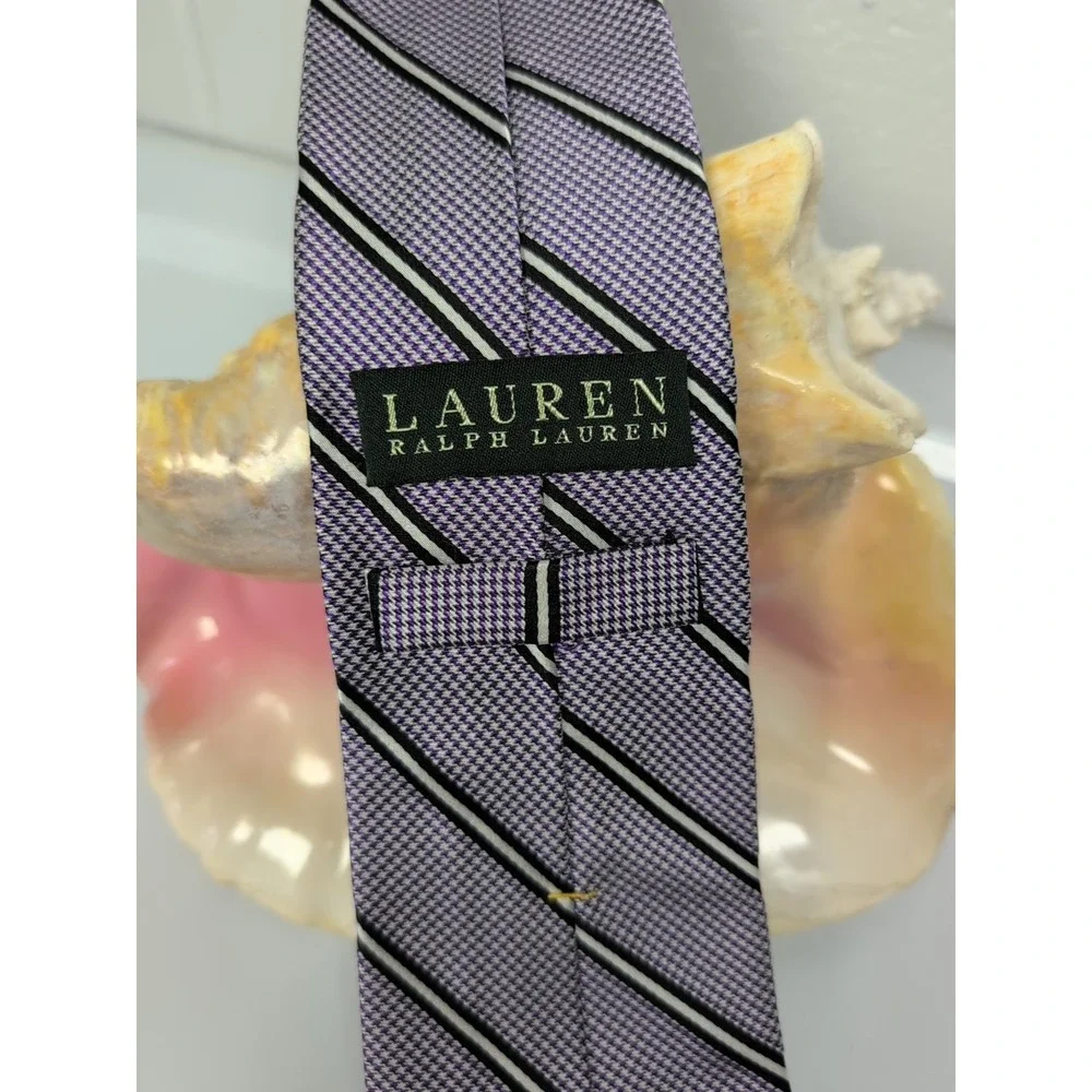 Men's Ralph Lauren Purple Striped 100% Silk Tie 59